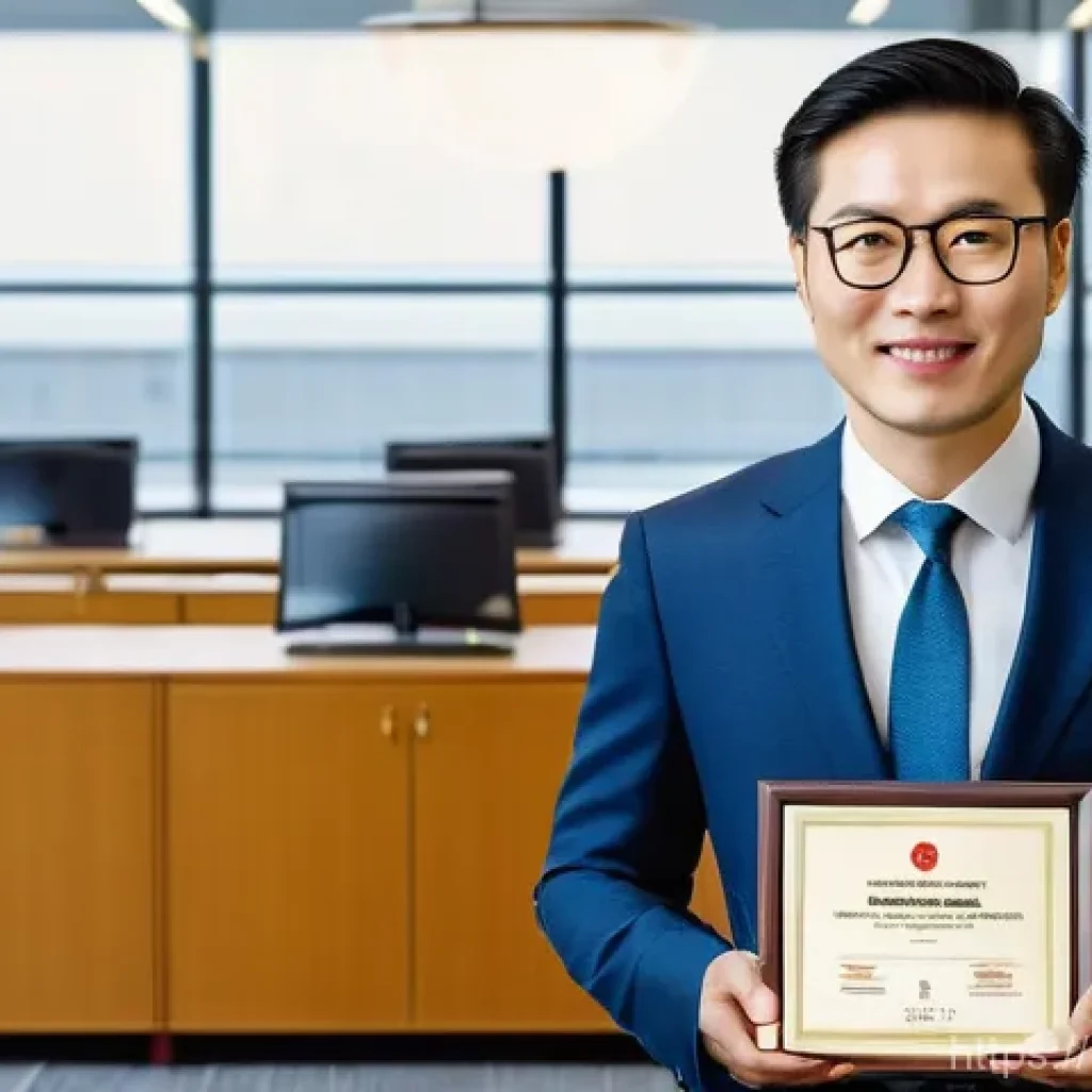 HSK 자격증 취득 후 연봉 협상 전략 - **Prompt:** A confident, professionally dressed person, appearing to be in their late 20s to early 3...