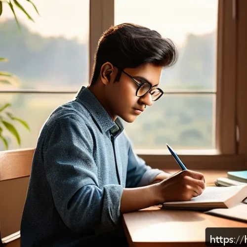 Home 30 HSK 공부를 위한 일정 관리법 - A focused Indian student studying HSK exam preparation at a tidy desk in a cozy room during early mo...